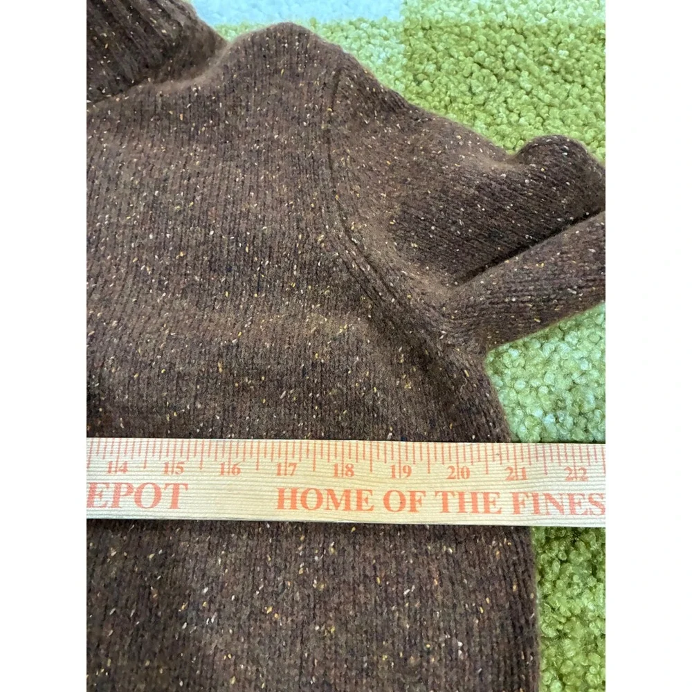 UNTUCKit Lambs Wool Blend Brown Speckled Mock Turtleneck Quarter Button Sweater